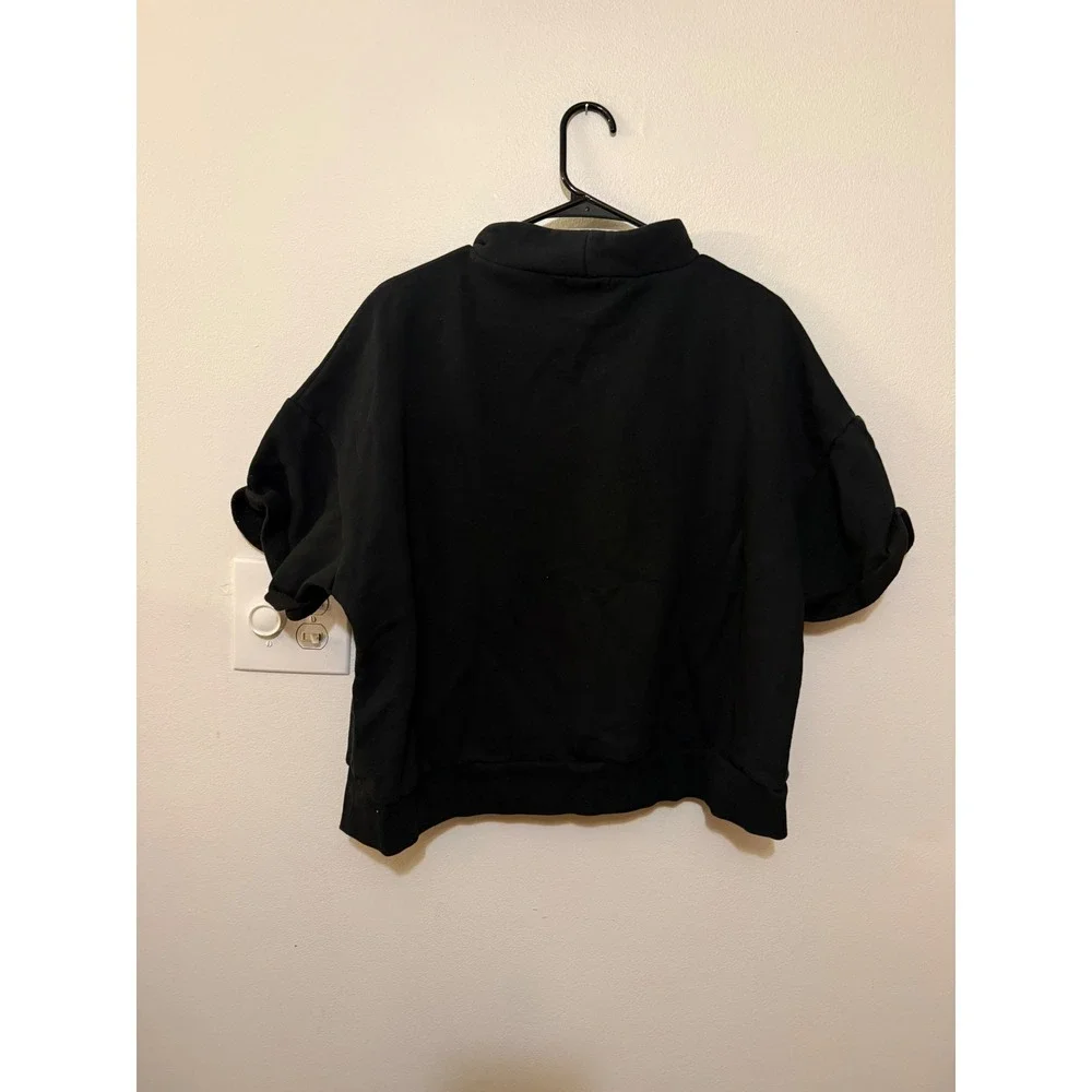 The Bar High Neck Short Sleeve Sweatshirt  Black/Mint Size S Oversized